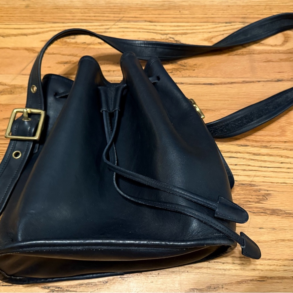 COACH Vintage Lula Legacy Brown Leather Drawstring Bucket Bag #9952